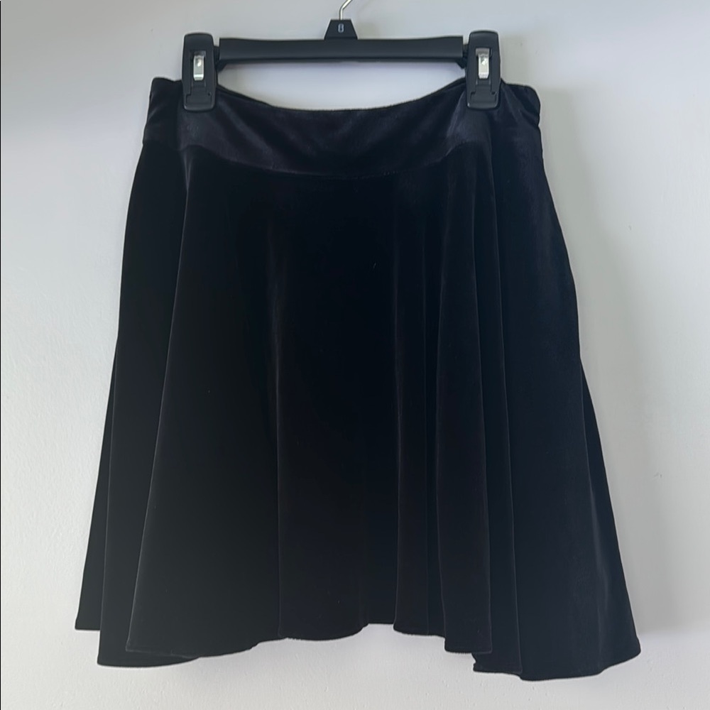 Mirror Mirror Boutique Paris European Black Velveteen Skater Circle Skirt Lined